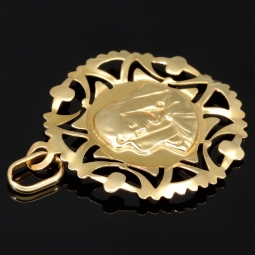 Heilige Maria - Filigraner Anhänger aus glänzendem Gelbgold (585er 14 Karat Gold)