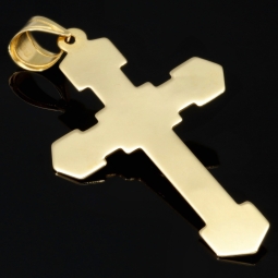 Feiner Jesus Christus Kreuz - Anhänger aus edlem Gold aus 14k / 585 Bicolor Gelbgold und Weißgold