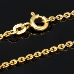 Sehr kurze, exquisite Ankerkette in ca. 42cm Länge, ca. 1,7mm Breite  für sehr schlanke Damen aus Gold (585er 14k Gelbgold) mit FBM-Stempel