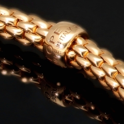 Exklusives Fope Marken-Gold-Armband - Prima Flexit Armband Größe S aus Bicolor 750 / 18K Roségold, geschmückt mit einer Ronde aus 18K Weißgold mit Brillanten besetzt (G-vs ca. 0,18 ct. gesamt)