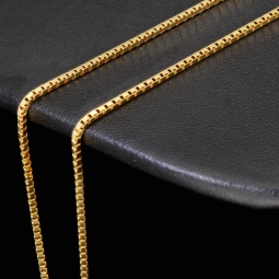 Sehr kurze Venezianerkette aus hochwertigem Gelbgold (585 14k Gold) für Damen und Kinder (42cm Länge, ca. 1mm) mit FBM-Stempel