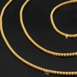 Sehr kurze Venezianerkette aus hochwertigem Gelbgold (585 14k Gold) für Damen und Kinder (42cm Länge, ca. 1mm) mit FBM-Stempel