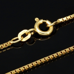 Sehr kurze Venezianerkette aus hochwertigem Gelbgold (585 14k Gold) für Damen und Kinder (42cm Länge, ca. 1mm) mit FBM-Stempel