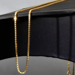 Sehr kurze Venezianerkette aus hochwertigem Gelbgold (585 14k Gold) für Damen und Kinder (42cm Länge, ca. 1mm) mit FBM-Stempel