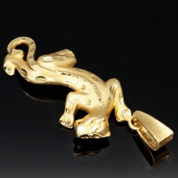 Hochwertig produzierter Panther-Anhänger aus massivem 585 / 14K Gold (Gelbgold)
