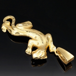 Hochwertig produzierter Panther-Anhänger aus massivem 585 / 14K Gold (Gelbgold)