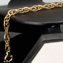 Gold-Armband für Damen in zeitlosem Design aus hochwertigem 14K 585 Gelbgold, ca. 20cm Länge, 7mm Breite