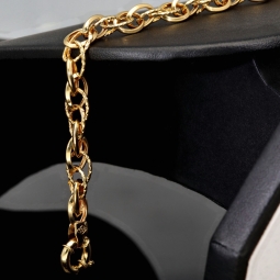 Gold-Armband für Damen in zeitlosem Design aus hochwertigem 14K 585 Gelbgold, ca. 20cm Länge, 7mm Breite