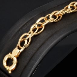Gold-Armband für Damen in zeitlosem Design aus hochwertigem 14K 585 Gelbgold, ca. 20cm Länge, 7mm Breite