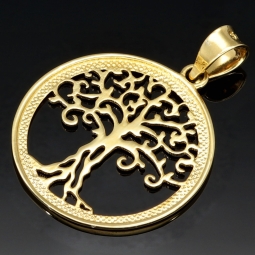 Feiner Lebensbaum-Anhänger aus exquisitem 585 / 14K Gold