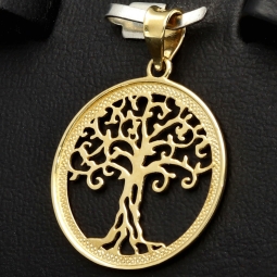 Feiner Lebensbaum-Anhänger aus exquisitem 585 / 14K Gold