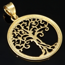 Feiner Lebensbaum-Anhänger aus exquisitem 585 / 14K Gold