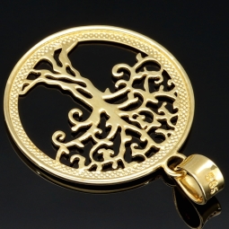 Feiner Lebensbaum-Anhänger aus exquisitem 585 / 14K Gold