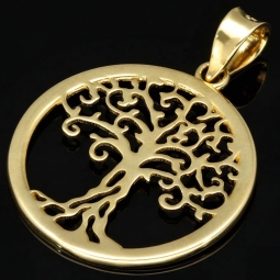 Feiner Lebensbaum-Anhänger aus exquisitem 585 / 14K Gold