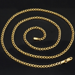 Edle Panzerkette aus hochwertigem, hochglazpoliertem Gold (14K, 585 Gelbgold) in ca. 3 mm, 60cm
