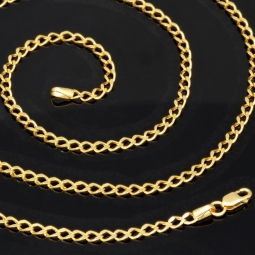 Edle Panzerkette aus hochwertigem, hochglazpoliertem Gold (14K, 585 Gelbgold) in ca. 3 mm, 60cm