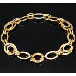 Exquisites Armband in außergewöhnlichem Bicolor Design aus Gold (14K / 585 Gelb- und Weißgold) ca. 19,5cm