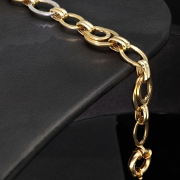Exquisites Armband in außergewöhnlichem Bicolor Design aus Gold (14K / 585 Gelb- und Weißgold) ca. 19,5cm