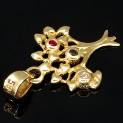 Gltzernder Weltenbaum / Lebensbaum-Anhänger aus 14K 585 Goldmit bunten Zirkonia