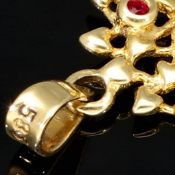 Gltzernder Weltenbaum / Lebensbaum-Anhänger aus 14K 585 Goldmit bunten Zirkonia
