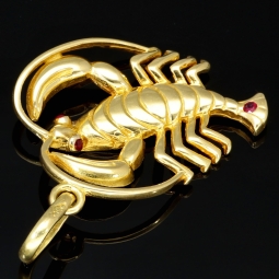 Massiver Hummer-Anhänger aus hochwertigem 585er 14K Gold mit roten Zirkoniasteinen