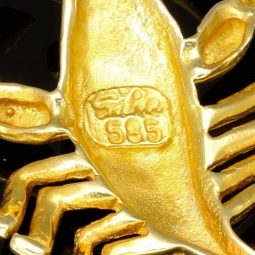 Massiver Hummer-Anhänger aus hochwertigem 585er 14K Gold mit roten Zirkoniasteinen