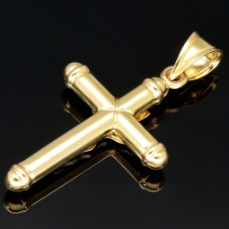 Feiner Kreuz-Anhänger aus glänzendem 14k / 585 Bicolor Gold (Gelbgold und Weißgold)