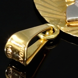 Jesus-Kreuz-Amulett mit filigranem Dekor - Anhänger aus hochwertigem Bicolor 14K 585 Weiß- und Gelbgold