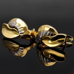 Elegante Ohrringe mit feinem Design aus massivem Bicolor 585 14K Gold (Weißgold und Gelbgold)