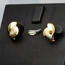 Elegante Ohrringe mit feinem Design aus massivem Bicolor 585 14K Gold (Weißgold und Gelbgold)