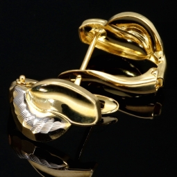 Elegante Ohrringe mit feinem Design aus massivem Bicolor 585 14K Gold (Weißgold und Gelbgold)
