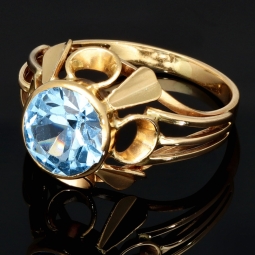 Vintage Damenring aus 333 8K Gold mit einem funkelnden, hellblauen Zirkonia - Größe 56