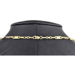 Stilvoller Mix aus Plattenkette (Plättchenkette) und Steigbügelkette aus edlem 14k 585 Gold - 55cm, 4mm