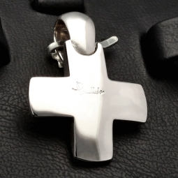 Italienischer Markenschmuck - Seltener Pomellato Kreuz-Anhänger aus massivem Gold (18K 750 Weißgold)