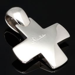 Italienischer Markenschmuck - Seltener Pomellato Kreuz-Anhänger aus massivem Gold (18K 750 Weißgold)