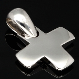 Italienischer Markenschmuck - Seltener Pomellato Kreuz-Anhänger aus massivem Gold (18K 750 Weißgold)
