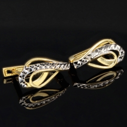 Glänzende Ohrringe mit englischem Verschluss aus massivem 14K / 585 Bicolor Gold (Gelbgold und Weißgold)