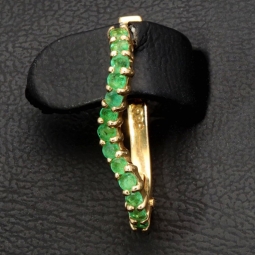 Gold-Ohrringe mit außergewöhnlichem Design mit leuchtend grünen Zirkoniasteinen aus massivem 585er 14K Gelbgold