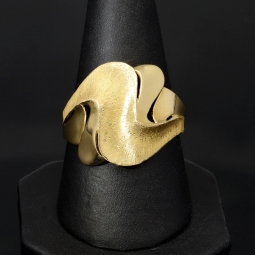 Glänzender Statement Ring für Damen mit besonderem Design aus hochwertigem 585 14K Gold (Ringgröße ca. 57)