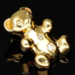 Teddy Bär-Anhänger aus 14K 585 Gelbgold mit glitzernden Zirkonia besetzt