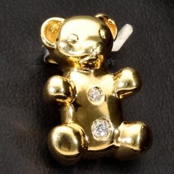 Teddy Bär-Anhänger aus 14K 585 Gelbgold mit glitzernden Zirkonia besetzt