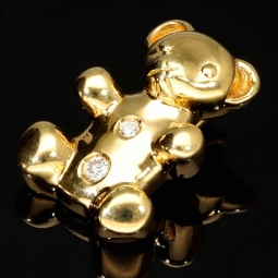 Teddy Bär-Anhänger aus 14K 585 Gelbgold mit glitzernden Zirkonia besetzt