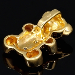 Teddy Bär-Anhänger aus 14K 585 Gelbgold mit glitzernden Zirkonia besetzt