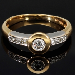Prunkvoller Ring für aus 585 14K Gold in Bicolor Design (Gelbgold und Weißgold)mit  Zirkonia RG ca. 55