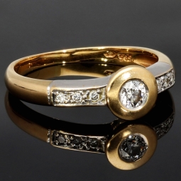 Prunkvoller Ring für aus 585 14K Gold in Bicolor Design (Gelbgold und Weißgold)mit  Zirkonia RG ca. 55