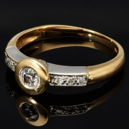 Prunkvoller Ring für aus 585 14K Gold in Bicolor Design (Gelbgold und Weißgold)mit  Zirkonia RG ca. 55
