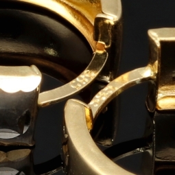 Sehr schöne Mini-Creolen / Ohrringe aus 585 14K Gold in edlem Bicolor Look (Gelbgold und Weißgold)