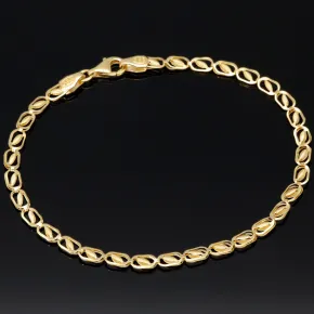 Gold-Armband mit feinem Dekor aus funkelndem 585 14k Gelbgold, ca. 19cm lang und 3,5mm breit