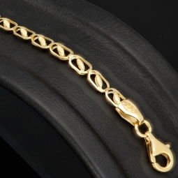 Gold-Armband mit feinem Dekor aus funkelndem 585 14k Gelbgold, ca. 19cm lang und 3,5mm breit