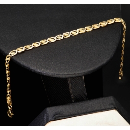 Gold-Armband mit feinem Dekor aus funkelndem 585 14k Gelbgold, ca. 19cm lang und 3,5mm breit